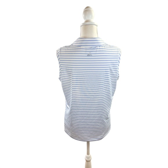 Addidas Women's Ultimate Lite White & Blue Stripe Sleeveless Golf Shirt Large - Picture 3 of 9